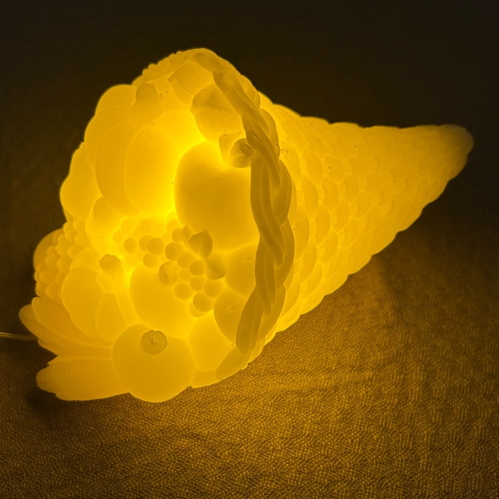 Martha Stewart Flameless LED Wax Figural Cornucopia Thanksgiving Candle. 9x6x5.5